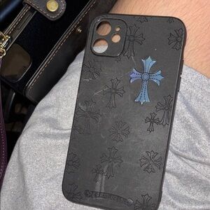 Black Designer Phone Case with Blue Cross